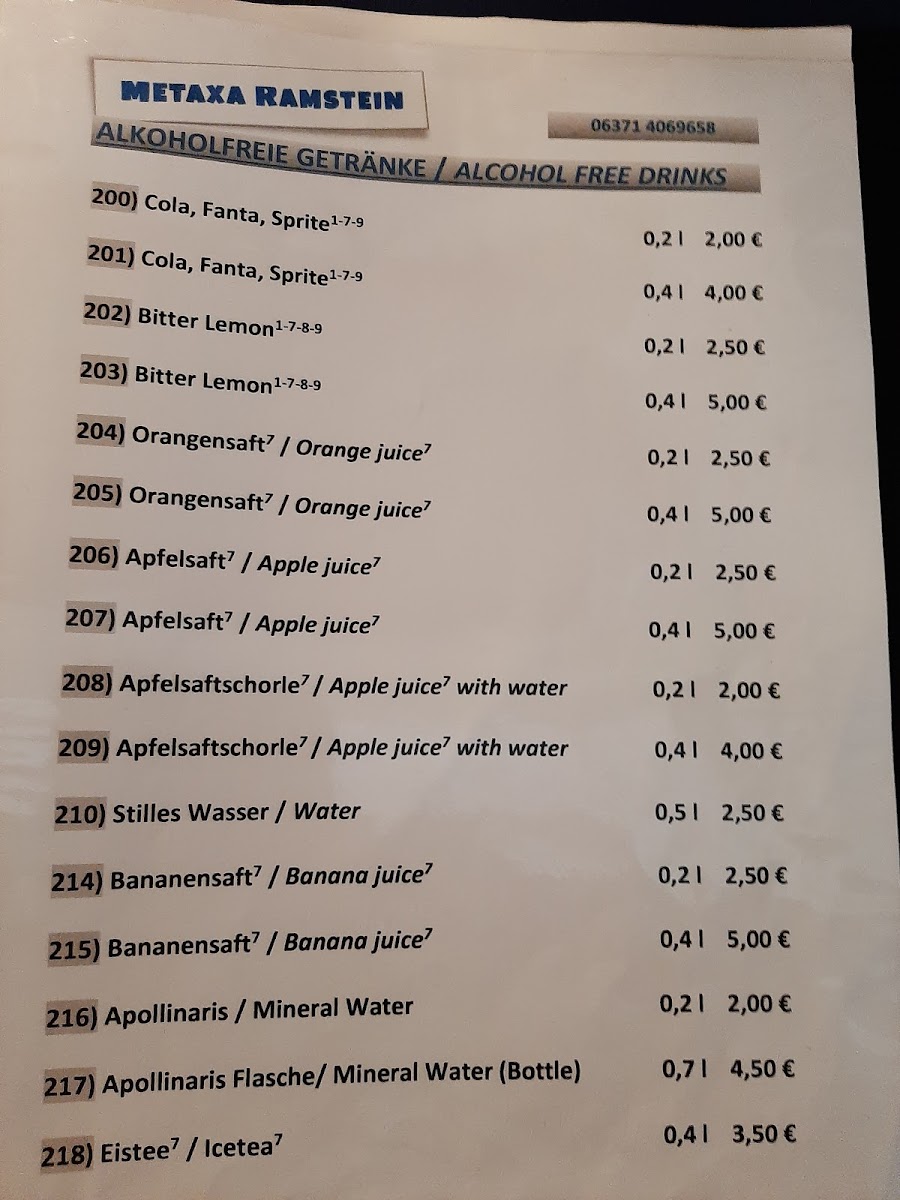 Menu Metaxa Greek Restaurant-1